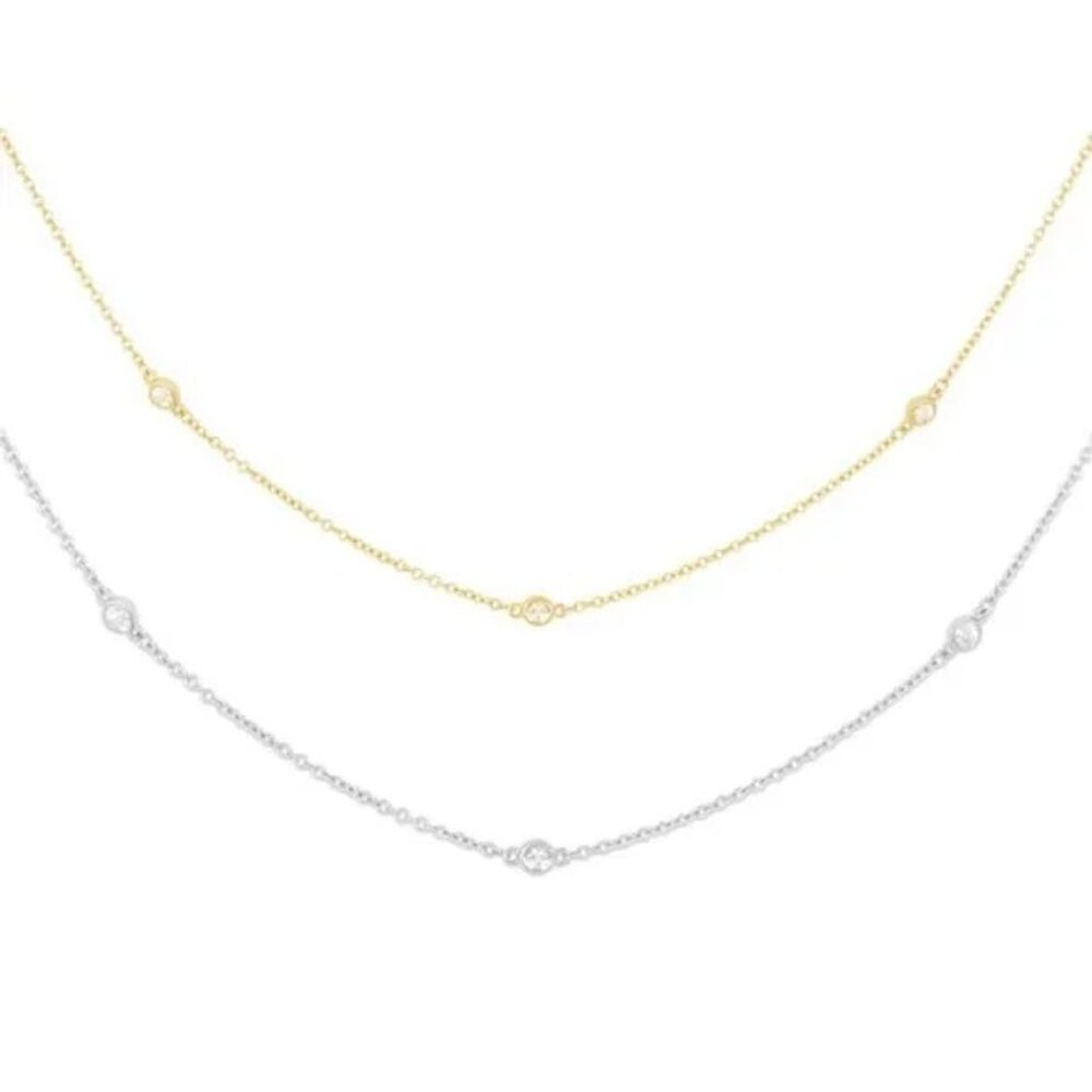 925 Sterling Silver 7 station Necklace